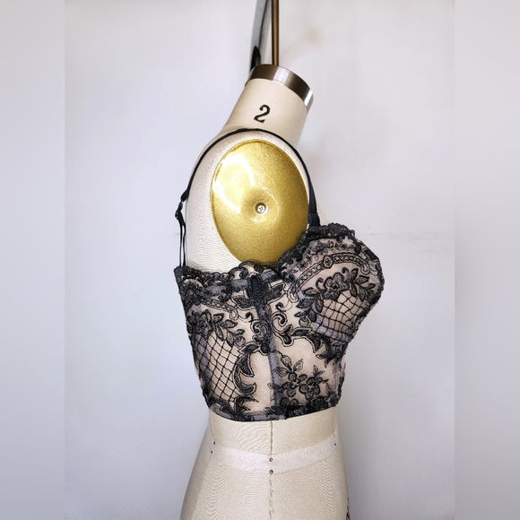 I.D. Sarrieri Green Lace Bustier 34C Sheer See through Sexy Used Once $600 - Picture 7 of 11